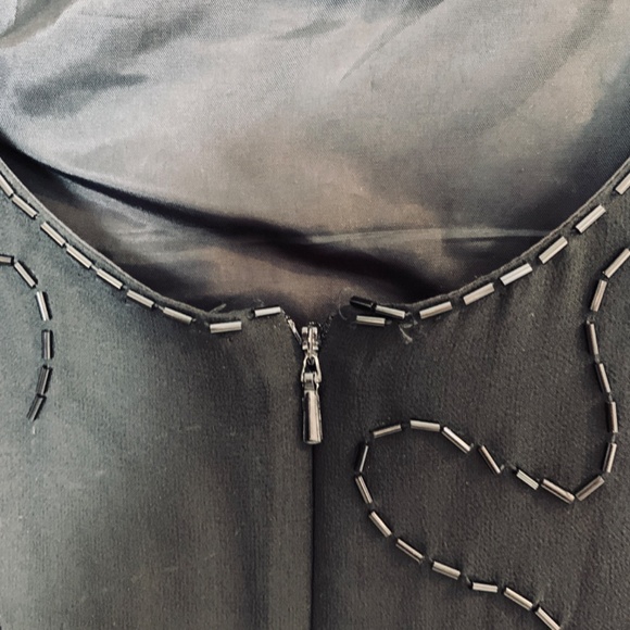 Vintage Rampage Silk Black Maxi Dress Size 7 Sequins Beads 90's Whimsy Goth Prom - Picture 10 of 14